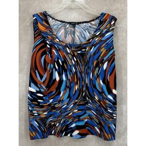 Vikki Vi Abstract Swirl Sleeveless Stretch Tank Top Size 1X NWT Made USA